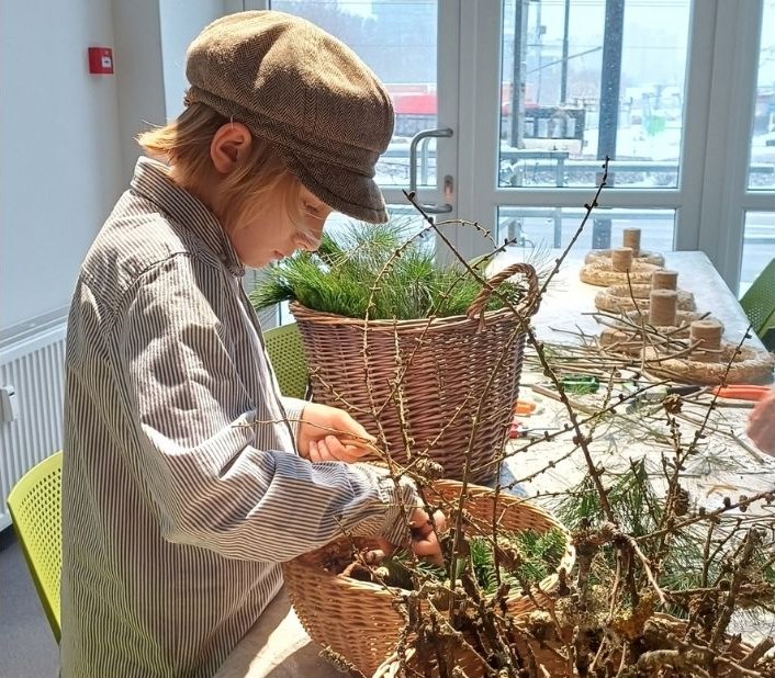 A child making an arrangement